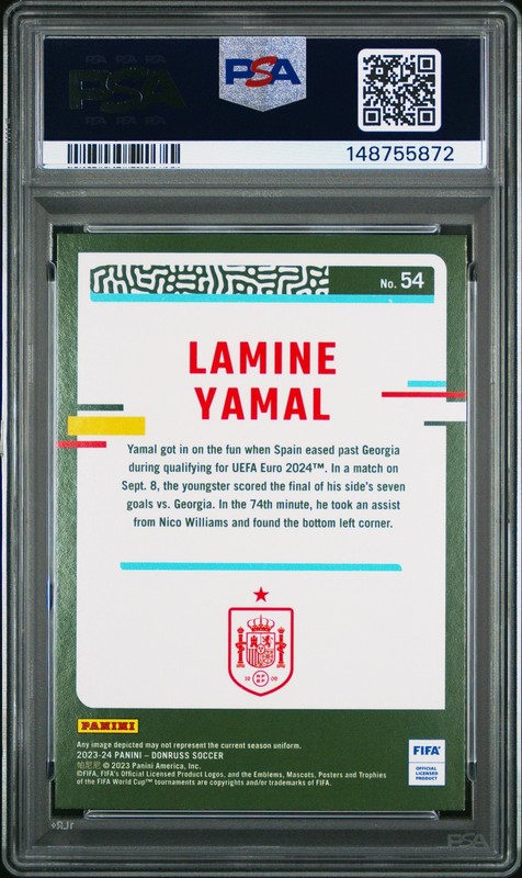 PSA 10 Lamine Yamal 2023 Donruss #54 Rookie Card Spain view 2
