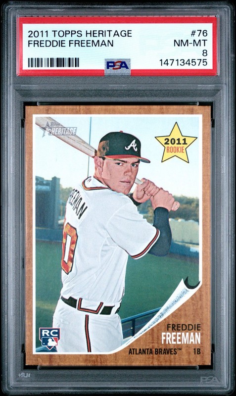 FREDDIE FREEMAN 2011 TOPPS HERITAGE ROOKIE RC PSA 8 LOW POP BRAVES DODGERS�JG