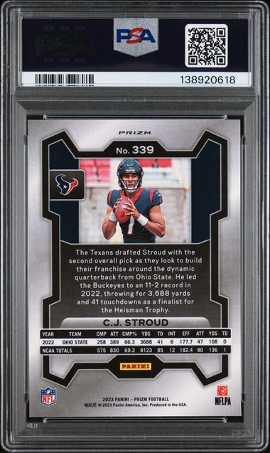 2023 PANINI PRIZM CJ STROUD SILVER! #339 Rookie Card PSA 10 Texans NFL Free S&H! view 2