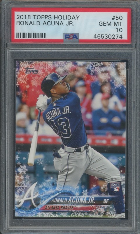 2018 Topps Holiday Baseball Ronald Acuna Jr BRAVES #HMW50 RC PSA 10