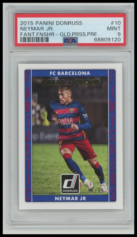 2015 Donruss #10 Neymar Jr Fantastic Finishers Gold Press Proof PSA 9 #/99
