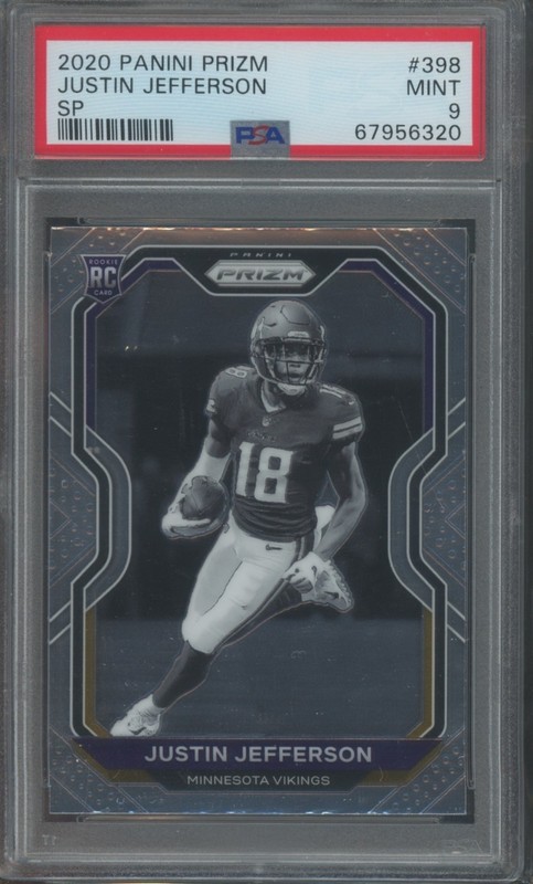2020 Panini Prizm Football Justin Jefferson #398 RC Rookie SP PSA 9