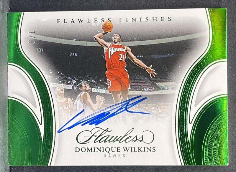 2024-25 Panini Flawless Finishes Green On Card AUTO Dominique Wilkins /5