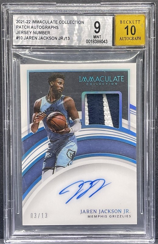 2021-22 Panini Immaculate Jaren Jackson Jr. Patch Autographs AUTO /13 BGS 9