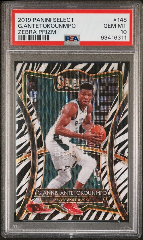 2019-20 Select Basketball Giannis Antetokounmpo #148 Zebra SSP PSA 10