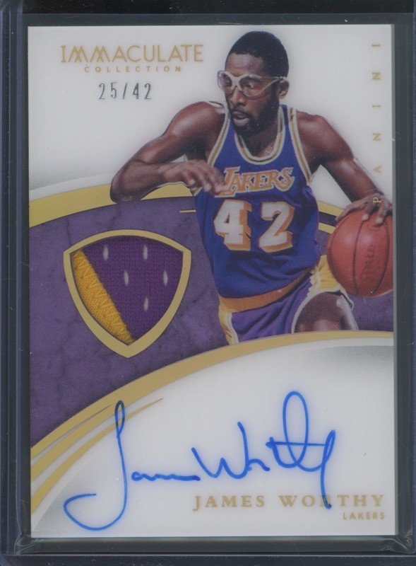 2015-16 Panini Immaculate Basketball James Worthy #28 Game Used Patch Auto /42