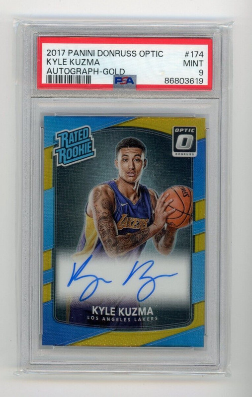 2017-18 Donruss Optic Basketball Kyle Kuzma #174 Rookie RC Gold Auto /10 PSA 9