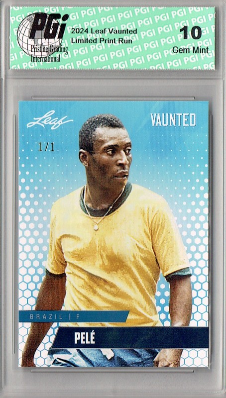 Pele 2024 Leaf Vaunted #V-14 White Blank Back 1/1 Rookie Card PGI 10