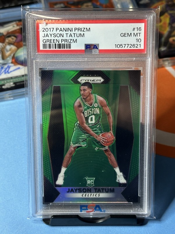 2017-18 Panini Prizm Green Prizm Jayson Tatum #16 (RC) PSA 10