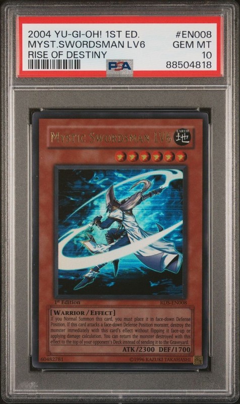 2004 Yu-Gi-Oh! Rise of Destiny Mystic Swordsman LV6 1st Ed #EN008 PSA 10 Gem