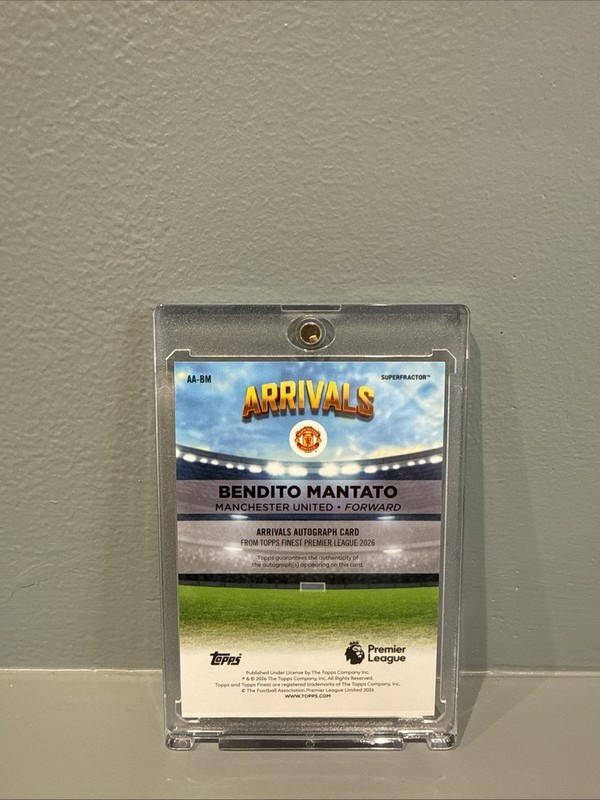 2026 Topps Finest EPL Bendito Mantato Arrivals SUPERFRACTOR‼️Rookie Auto AA-BM view 2