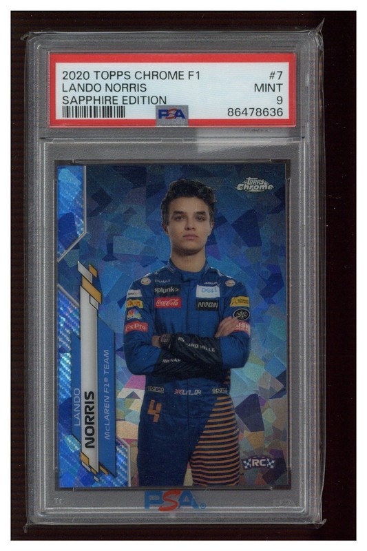 2020 Topps Chrome Sapphire Edition Formula 1 F1 Lando Norris #7 (RC) PSA 9