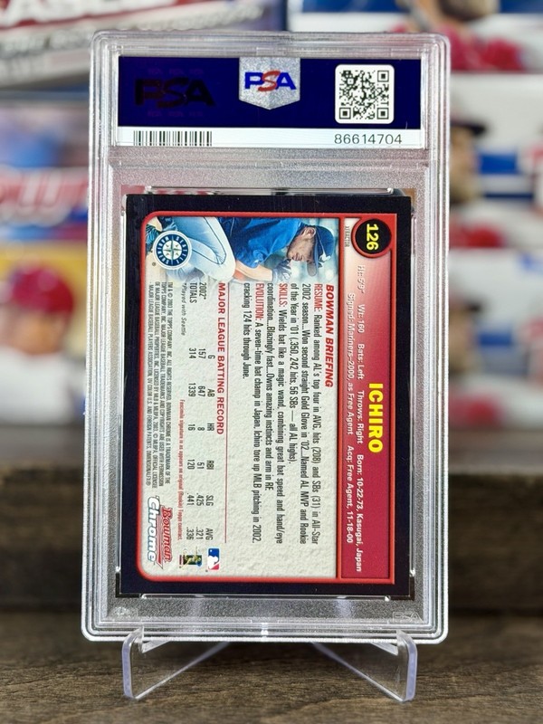 ICHIRO SUZUKI PSA 8 2003 BOWMAN CHROME #126 XFRACTOR view 2
