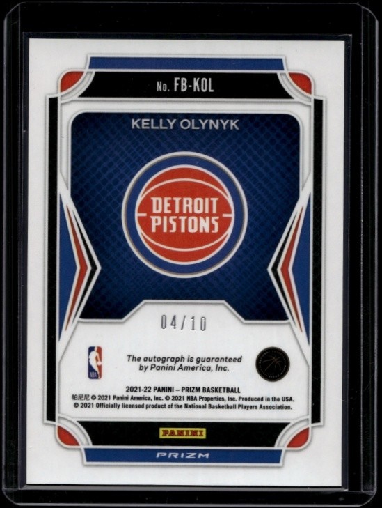 2021-22 Panini Prizm Basketball Kelly Olynyk #FB-KOL Fast Break Gold Auto /10 view 2