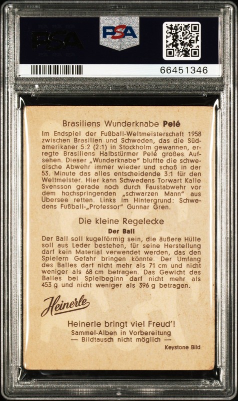 PSA 2 Pele 1959 Heinerle Rookie Card view 2