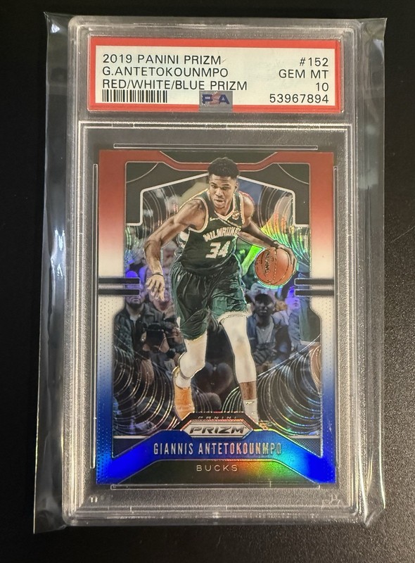 2019-20 Panini Prizm - Giannis Antetokounmpo #152 Red White & Blue Prizm PSA 10