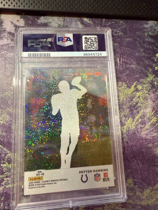 1 OF 1 Peyton Manning 2022 Donruss Clearly Retro 02-Holo Platinum 1/1 PSA MINT 9 view 2