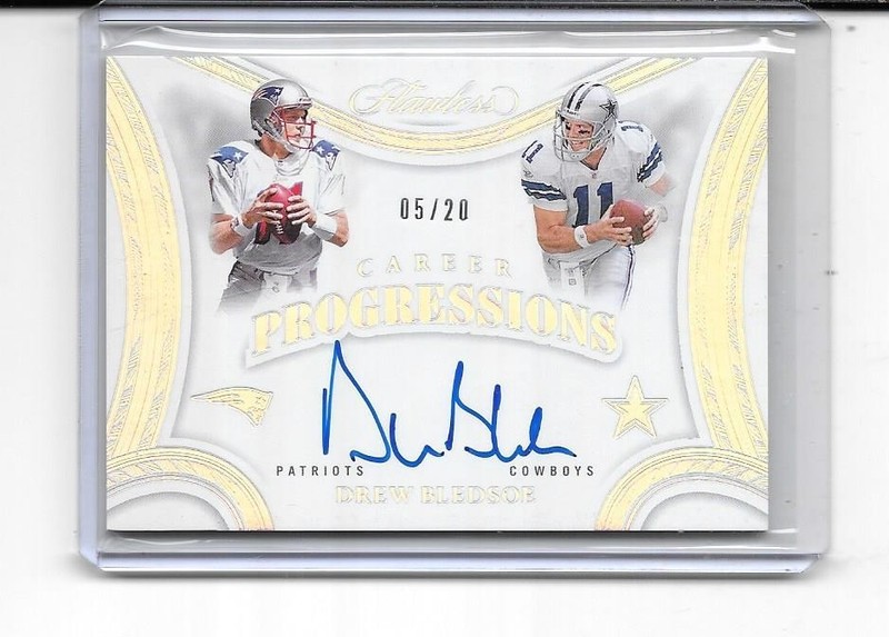 2025 FLAWLESS DREW BLEDSOE AUTO ON CARD AUTOGRAPH # 5/20 COWBOYS PATRIOTS