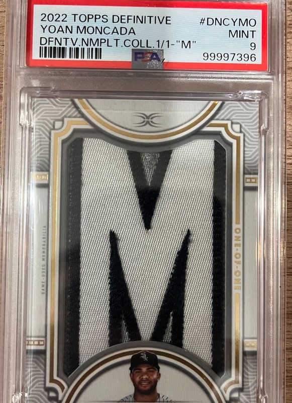 Yoan Moncada 1/1 Topps Definitive Game Worn Name Plate Patch PSA 9