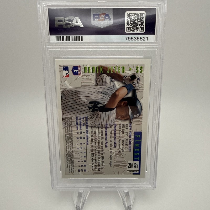 1996 FINEST #92 DEREK JETER - PSA 10 - With Coating view 2