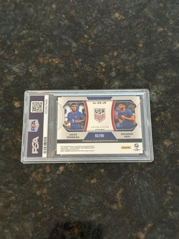 Panini Prizm Copa America Dual Auto Ricardo Pepi Jesus Ferreira /99 USA Psa 10 view 2