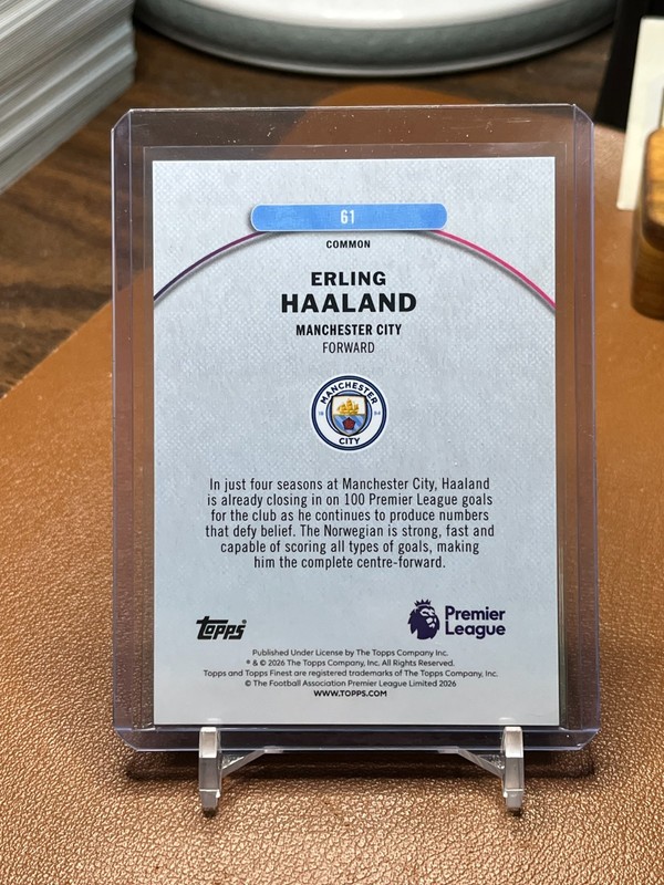 Erling Haaland 2026 Topps Finest Premier League #61 Black Refractor 15/20 view 2