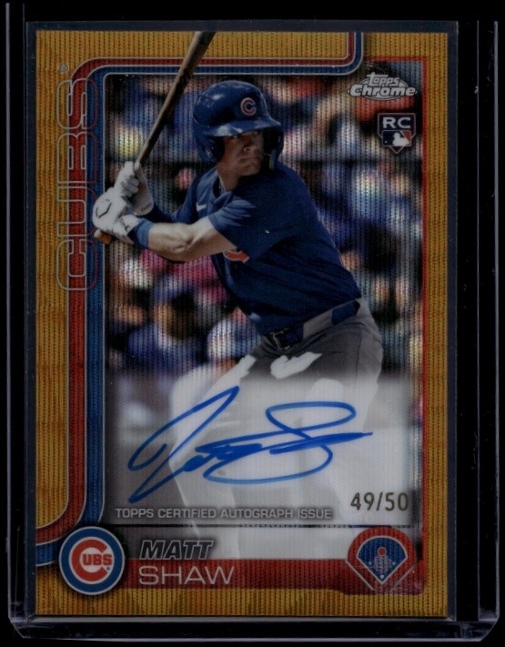 2025 Topps Chrome Baseball Matt Shaw #RA-MS Rookie Auto Gold Wave Refractor /50