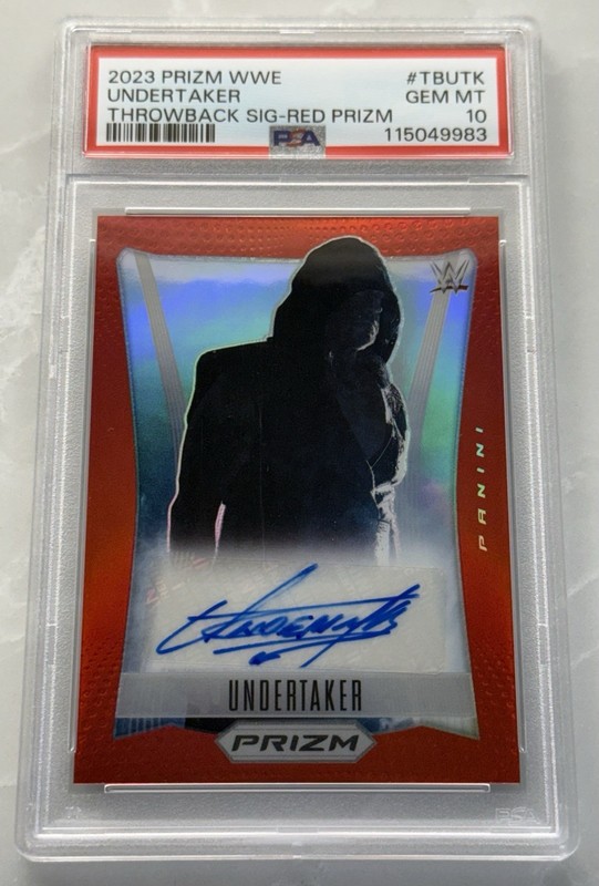 Undertaker 2023 Panini Prizm WWE Throwback Signature Red /99 Auto PSA 10 Gem view 2