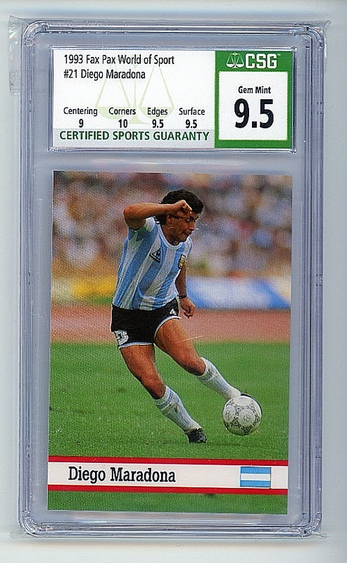 1993 Fax Pax World Of Sport #21 Diego Maradona CSG 9.5 Gem Mint