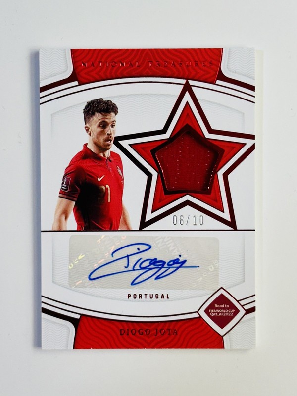 2022 Panini National Treasures World Cup Diogo Jota Match Worn Patch Auto /10