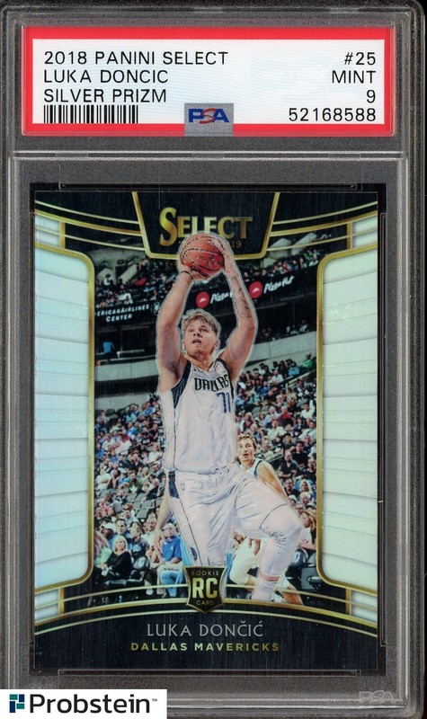 2018-19 Select Silver Prizm #25 Luka Doncic Mavericks RC Rookie PSA 9 MINT