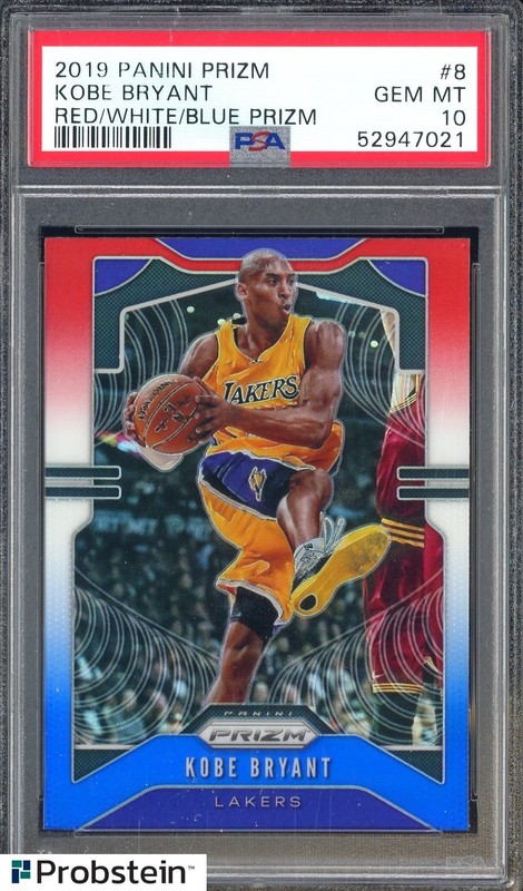 2019 Panini Red White Blue Prizm #8 Kobe Bryant Lakers HOF PSA 10 GEM MINT