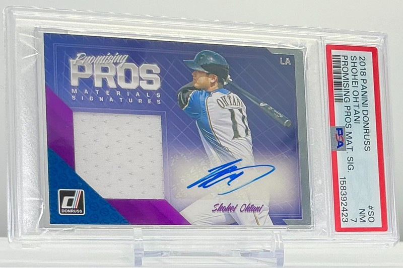 SHOHEI OHTANI 2018PANINI DONRUSS PROMISING PROS MATERIALS SIG-AUTO #PSA7!POP2!RC view 2