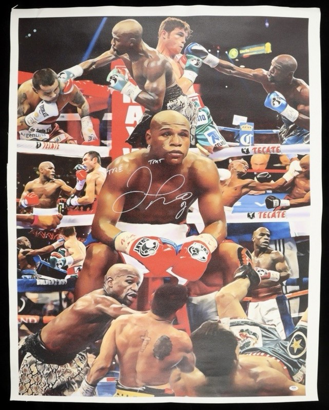 34x43 Floyd Mayweather Jr. Autographed Canvas Print Boxing Poster PSA/DNA