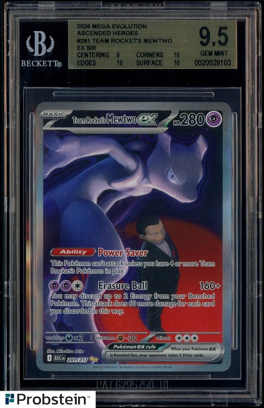 2026 Pokemon TCG ASC EN Ascended Heroes #281 Team Rocket's Mewtwo ex SIR BGS 9.5