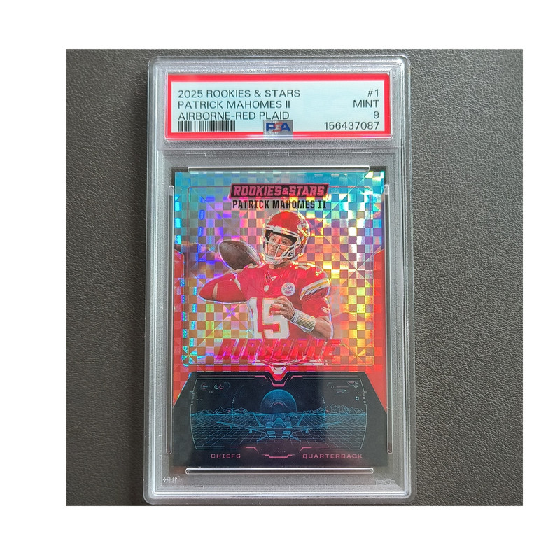 Panini 2025 Rookies & Stars Patrick Mahomes II Airborne Red Plaid #1 PSA 9