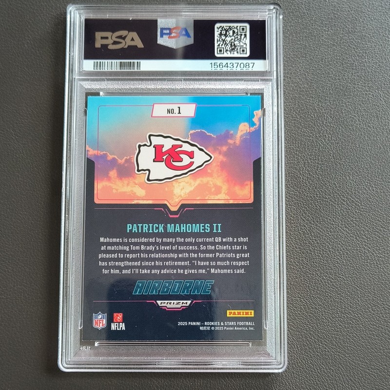 Panini 2025 Rookies & Stars Patrick Mahomes II Airborne Red Plaid #1 PSA 9 view 2
