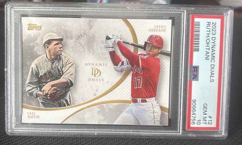 2023 TOPPS DYNAMIC DUALS #12 BABE RUTH/SHOHEI OHTANI PSA 10