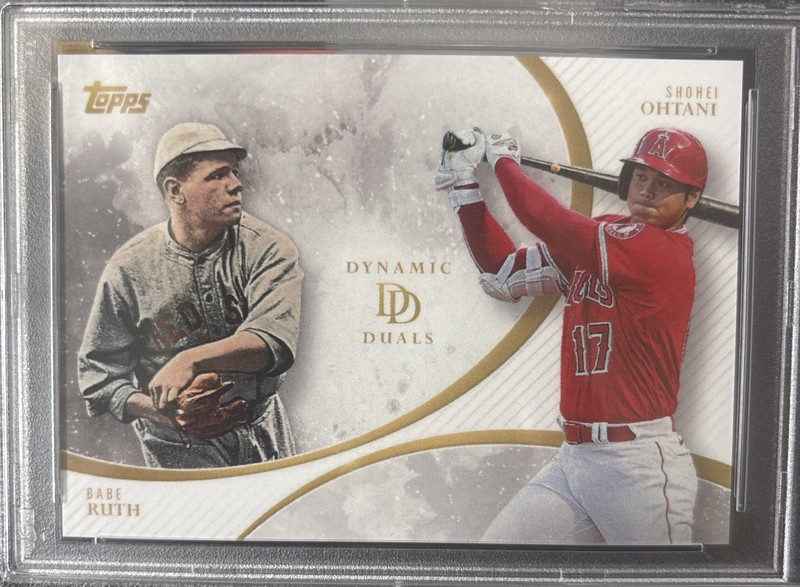 2023 TOPPS DYNAMIC DUALS #12 BABE RUTH/SHOHEI OHTANI PSA 10 view 2