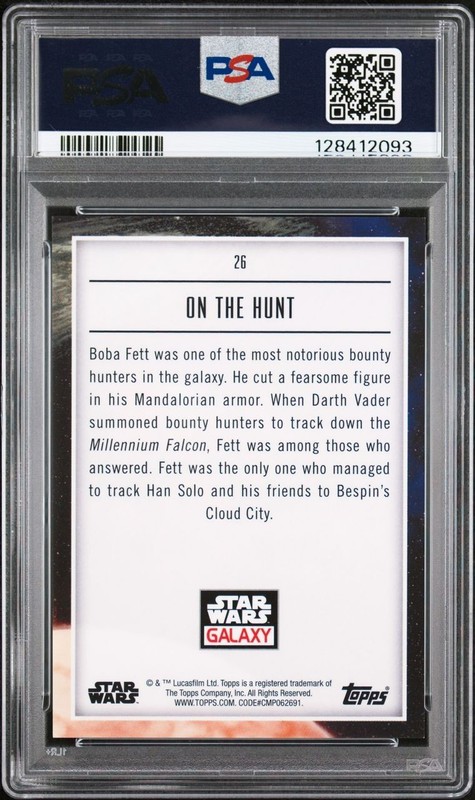 PSA 10 2023 Chrome Star Wars Galaxy AQUA REFRACTOR On the Hunt 26 BOBA FETT /199 view 2