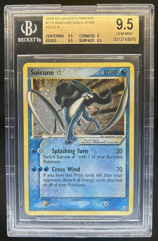 2005 Pokemon EX Unseen Forces Suicune Holo #115/115 BGS 9.5