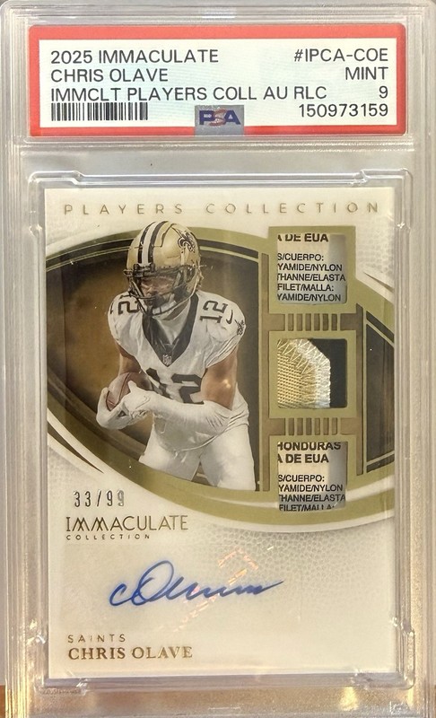 2025 Immaculate Collection Chris Olave Players Auto Laundry Tag Patch #/99