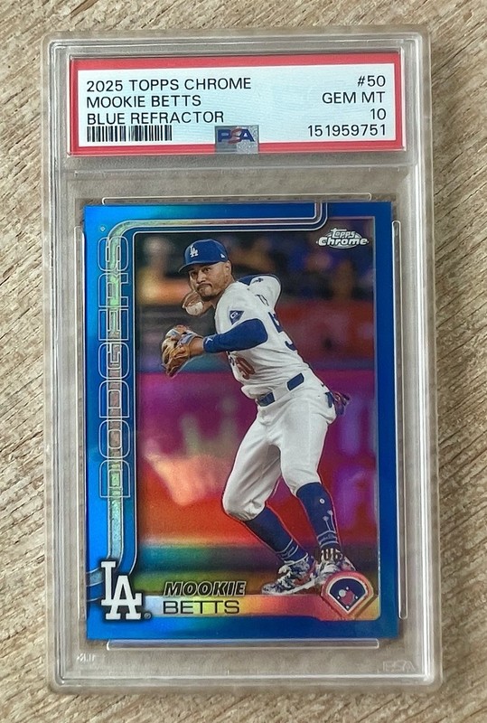 Mookie Betts PSA 10 💎 2025 Topps Chrome Blue /150 Dodgers Color Match