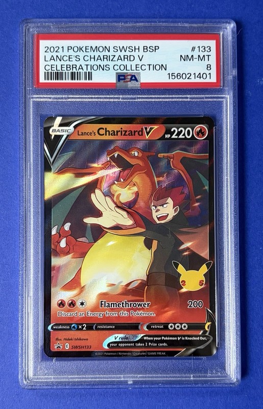 2021 Pokémon SWSH BSP Lance’s Charizard V Celebrations Collection #133 PSA 8
