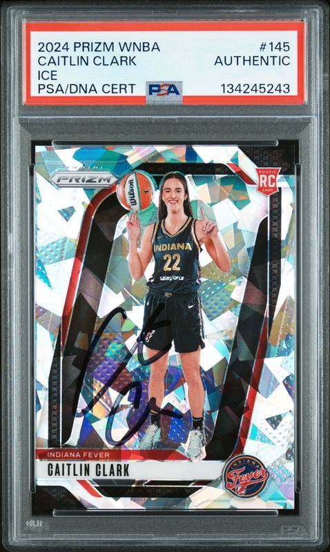 Caitlin Clark 2024 RC Prizm Cracked Ice  on card auto! PSA authenticated