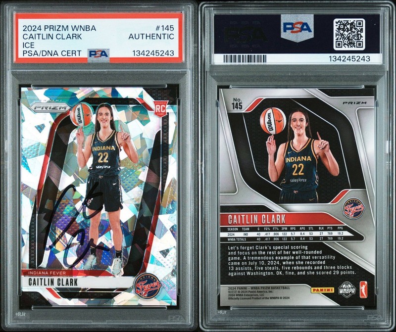 Caitlin Clark 2024 RC Prizm Cracked Ice  on card auto! PSA authenticated view 2