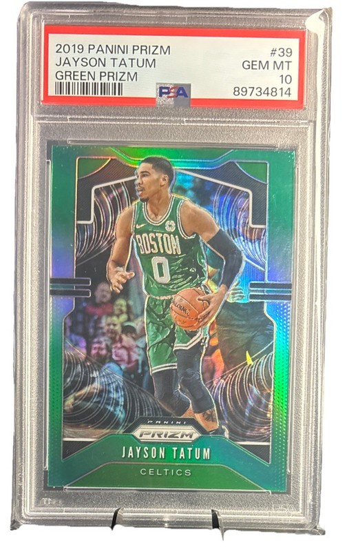 2019 Panini Prizm - Jayson Tatum Green #39 PSA 10 Celtics Color Match view 2