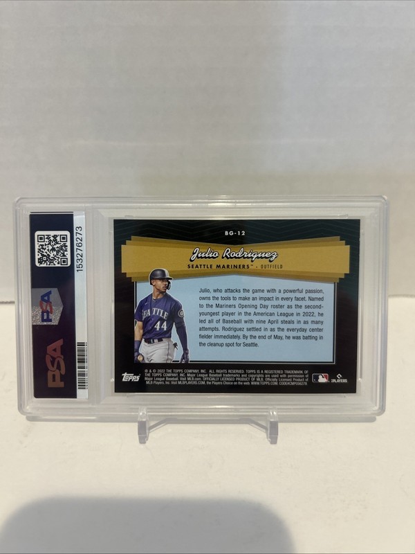 2022 Topps Update Julio Rodriguez Black Gold RC #BG-12 Mariners PSA 9 view 2