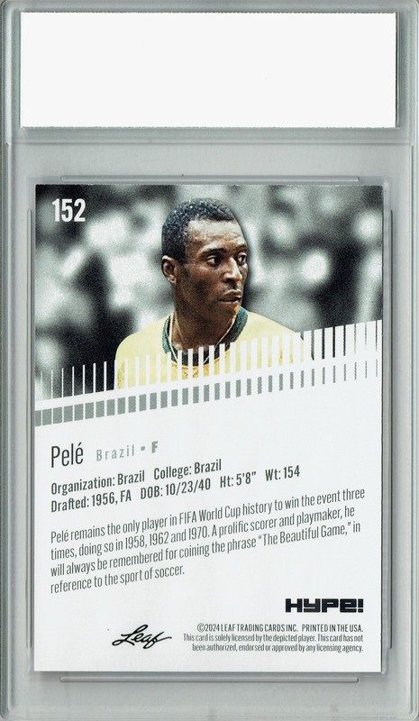 Pele 2024 Leaf HYPE! #152 Gold SP 25 Made Rookie Card PGI 10 view 2