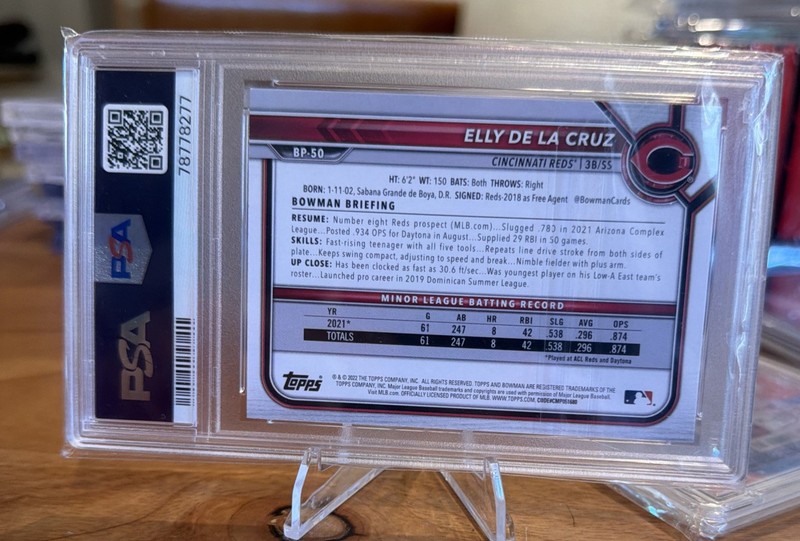 2022 BOWMAN PAPER PROSPECTS #BP50 ELLY DE LA CRUZ ROOKIE RC PSA 10 GEM MINT view 2